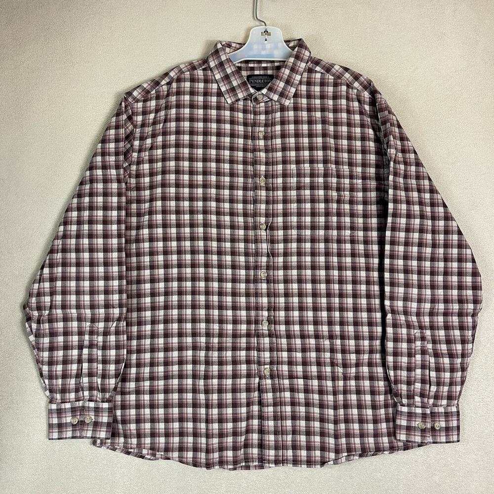 Pendleton Shirt Mens XL Brown Woolen Mills‎ Plaid Long Sleeve Button Up Flannel